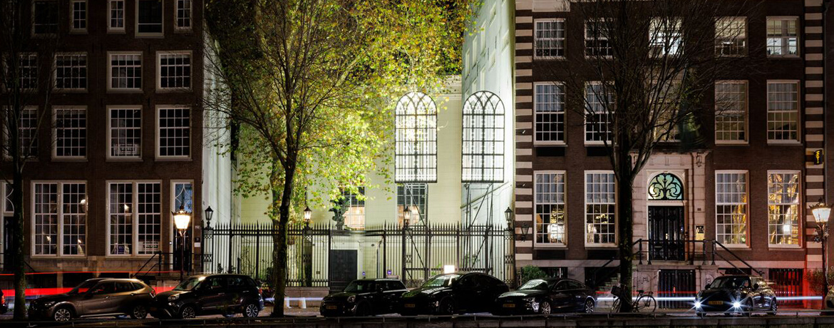Windows ethereal illuminated canal house window arches by Lynne Leegte reflecting on water